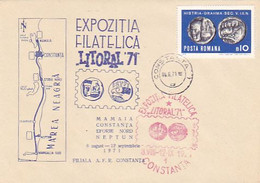 ROMANIAN COASTLINE, MAP, PHILATELIC EXHIBITION, SPECIAL COVER, 1971, ROMANIA - Storia Postale