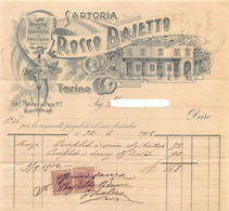 014470 "TORINO - ROCCO BAIETTO - SARTORIA - NOVITA' IN DRAPPERIE E PANNI COLORATI PER LIVREE" 1902  DOC.TO  COMM. - Italy