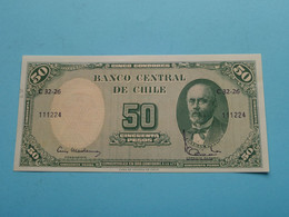 50 Cincuenta Pesos () Banco Central De CHILE ( C32-26 - 111224 ) ( For Grade See SCAN ) UNC ! - Cile