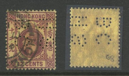 HONG KONG PERFINS -  12c Stamp With Perfin Of Hong Kong Shanghai Bank. - Otros & Sin Clasificación