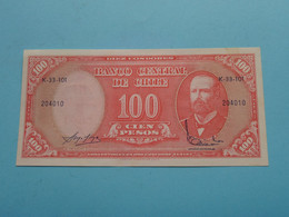 100 Cien Pesos () Banco Central De CHILE ( K-33-101 - 204010 ) ( For Grade See SCAN ) UNC ! - Chili