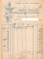 014479 "TORINO - PROTTO ERNESTO - DROGHERIA - COLONIALI - VINI E LIQUORI" 1910 DOC.TO  COMM. - Italy