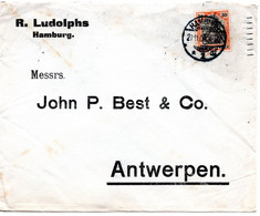 54939 - Deutsches Reich - 1909 - 30Pfg Germania EF A Bf HAMBURG -> ANTWERPEN (Belgien) - Lettres & Documents