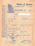 014481 "MONZA - MOLINI S. GIORGIO - LUZZARA EMILIA - BOLLA DI CONSEGNA 1972"  DOC.TO  COMM. - Italy