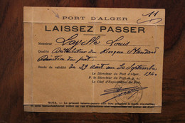 1940 Laissez Passer Port D'Alger Cover - Guerra De 1939-45