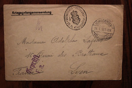 1916 Geprüft KG Cover France WW1 WK1 Guerre Kriegsgefangener POW Camp De Königsbrück (Sachsen) - Briefe U. Dokumente