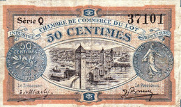 BON - BILLET - MONNAIE - 50 CENTIMES CAHORS CHAMBRE DE COMMERCE 1920 - DU LOT 46000  - N° 37101 SÉRIE Q - Chambre De Commerce