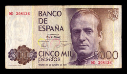 España Spain 5000 Pesetas Juan Carlos I 1979 Pick 160 Serie 9D Reposición - [ 4] 1975-… : Juan Carlos I