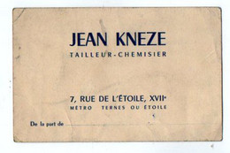 VP20.616 - CDV - Carte De Visite - Jean KNEZE Tailleur - Chemisier à PARIS - Cartoncini Da Visita