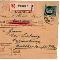 55003 - Altdeutschland / Bayern - 1919 - 60Pfg Luitpold EF A PaketKte WUERZBURG -> Marktheidenfeld - Brieven En Documenten