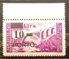 ISTRIA LITORALE SLOVENO NUOVO GOMMA INTEGRA ** - SASS. SEGNATASSE #11b - Lettera P Stretta - R Scalpellata, Punto Quadra - Occup. Iugoslava: Litorale Sloveno