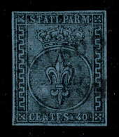 Antichi Stati Italiani - Parma - 1852 - 40 Cent (5) Usato - Molto Bello - Raybaudi + Cert. Bottacchi (1.200) - Autres & Non Classés