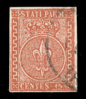 Antichi Stati Italiani - Parma - 1853 - 15 Cent (7) Usato - Annullo Leggero - Molto Bello - Raybaudi + Cert. Bottacchi ( - Autres & Non Classés