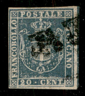 Antichi Stati Italiani - Toscana - 1860 - 20 Cent (20f) Usato - Bordo Foglio A Destra Con Riga Di Colore - Autres & Non Classés