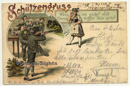 Schützengruss / Greeting From Rifleman (Vintage Postcard Litho ~1890s/1900s) - Tiro (armas)