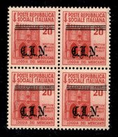C.L.N. - Torino - 1945 - 20 Cent (Unificato 4 - Errani 4b) In Quartina Con Soprastampa Spostata In Basso - Gomma Integra - Autres & Non Classés
