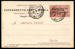 AEROGRAMMI/PRIMI VOLI ITALIA - Regno - 1917 (27 Maggio) - Roma Torino (primo Tipo) - Longhi 831 - Cartolina Pompilio (gr - Autres & Non Classés