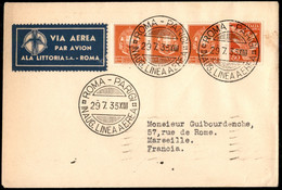 AEROGRAMMI/PRIMI VOLI ITALIA - Regno - 1933 (29 Luglio) - Roma Marsiglia - Longhi 3303 - 13 Volati - Autres & Non Classés