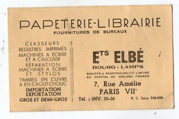 VP20.622 - CDV - Carte De Visite - Papeterie - Librairie Ets ELBE à PARIS - Visitekaartjes