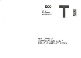 Lettre T Eco 20gr Que Choisir - Cartes/Enveloppes Réponse T