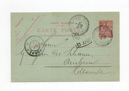 !!! ENTIER POSTAL DU LEVANT POUR LA HOLLANDE, CACHET PERLE DE TREBIZONDE DE 1906 - Briefe U. Dokumente