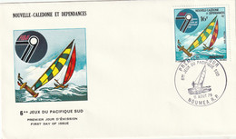 NOUVELLE CALEDONIE 1979 FDC Yvert 430 - Jeux Pacifique Sud - Bateau Voile - Briefe U. Dokumente