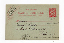 !!! LEVANT, ENTIER POSTAL POUR PARIS, CACHET PERLE DE KERASSUNDE DE 1914 - Briefe U. Dokumente