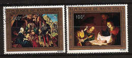 Haute Volta 1972 N° PA 113 / 4 O Tableaux, Noël, Rois Mages, Nativité, Della Notte, Dürer, Cheval, Calide, Boeuf, Ange - Haute-Volta (1958-1984)
