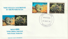 NOUVELLE CALEDONIE 1980 FDC Yvert 440 Et 441 - Aquarium De Nouméa - Faune Marine - Lettres & Documents