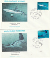 NOUVELLE CALEDONIE 1981 FDC Yvert 443 Et 444 - Faune Marine Poissons - Covers & Documents