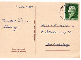 55040 - Bund - 1958 - 10Pfg Schulze EF A AnsKte DEXHEIM -> Bad Godesberg - Briefe U. Dokumente