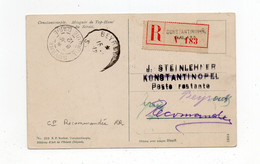 !!! LEVANT, CPA RECOMMANDEE DE CONSTANTINOBLE POUR BEYROUTH DE 1912. AFFRANCH MERSON. RR - Lettres & Documents
