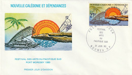 NOUVELLE CALEDONIE 1980 FDC Yvert PA 205 - Arts Du Pacifique Sud - Bateau - Briefe U. Dokumente