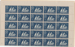 St Pierre Et Miquelon 1942 MNH Sc #300 5c Fishing Schooner Sheet Of 50 Varieties - Hojas Y Bloques