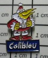 1415b Pin's Pins / Beau Et Rare / NOEL / OISEAU JAUNE PERE NOEL COLIBLEU - Weihnachten