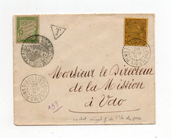 !!! NOUVELLE CALEDONIE, CACHET NEGATIF DE L'ILE DES PINS SUR LETTRE DE 1908 POR VAO TAXEE - Storia Postale