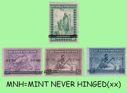 1942 ** RUANDA-URUNDI RU 114/117 MNH MEULEMANS DRY + OVERPRINT ( X 4 Stamps ) - Ungebraucht