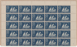 St Pierre Et Miquelon 1942 MNH Sc #300 5c Fishing Schooner Sheet Of 50 Varieties - Blocchi & Foglietti