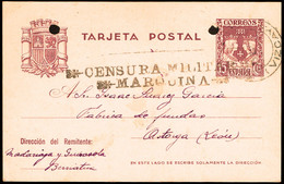 Vizcaya - Edi O EP 81 - Entero Postal Remite En Berriatúa + "Censura Militar Marquina" A Astorga - 1931-....