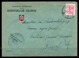 859 Op Brief Gestempeld DEURNE A 1 A - 1951-1975 Heraldieke Leeuw
