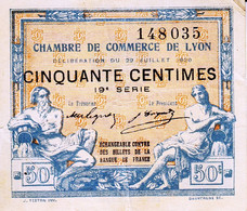 BON - BILLET - MONNAIE - 50 CENTIMES CHAMBRE DE COMMERCE 1920 DE LYON RHÔNE 69000  -  N° 148035 - Chambre De Commerce