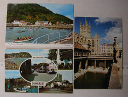 CP. 5136. Trois CP Picturesque Somerset Bath Abbey The Harbour Minehead - Minehead