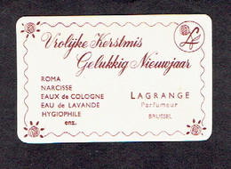 Carte Parfum VROLIJKE KERSTMIS GELUKKIG NIEUXJAAR De LAGRANGE - ROMA-NARCISSE-EAU DE COLOGNE-EAU DE LAVANDE- HYGIOPHILE - Anciennes (jusque 1960)