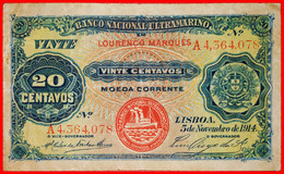 * GREAT BRITAIN: MOZAMBIQUE OF PORTUGAL★ 20 CENTAVOS 1914 SHIP TYPE III! JUST PUBLISHED! LOW START ★ NO RESERVE! - Mozambique