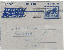 South Africa     Air Letter   With Imprinted Stamp Lion  6d - Poste Aérienne