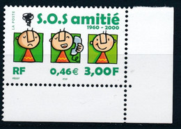 France 2000 - S.O.S. Amitié  YT 3356** Coin De Feuille - Neufs