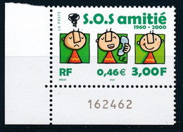 France 2000 - S.O.S. Amitié  YT 3356** Coin De Feuille Avec Numéro - Neufs