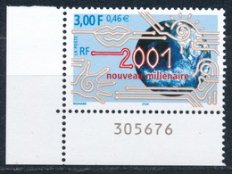 France 2000 - Nouveau Millénaire  YT 3357** Coin De Feuille Avec Numéro - Neufs