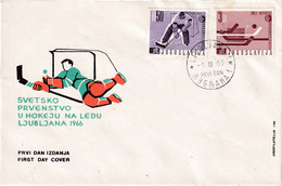Yugoslavia 1966 Cover: Ice Hockey Sur Glace Eishockey;  IIHF World Championship Ljubljana Cancellation - Hockey (su Ghiaccio)