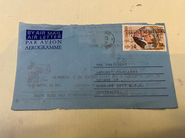 (2 L 16) Hong Kong (front Of Aerogramme) Posted To Australia (1974) - Briefe U. Dokumente